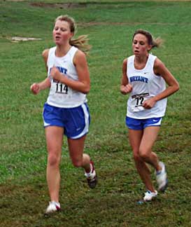Lauren Rogers, left, and Stacy Emmerling were among the pack runners that keyed the Lady Hornets' championship at the Lake Hamilton Invitatiional on Saturday.