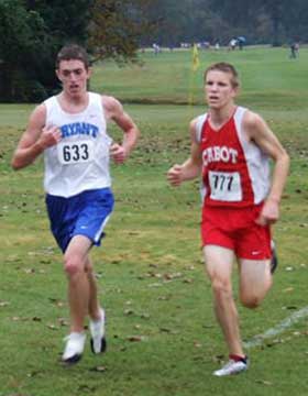 Jacob Clark, left, was Bryant's third finisher at the conference meet on Monday. 