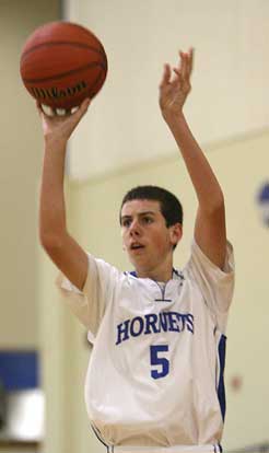 Riley Hall led the Bryant Hornets freshman team with 10 points Tuesday. (Photo by Rick Nation)