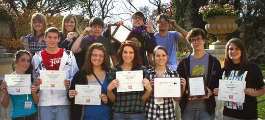 Front row: Charlie Hunnicutt, Kendall Butzlaff, Emily Pilcher, Sarah Snyder, Michaela Kaberline, Wil Chandler, Kayla Davidson. Second row: Grace Oxley, Sydney Hoffmans, Matt Trauschke, Gareth Patterson, Whit Pruitt.