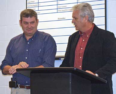 Bryant Police Chief Tony Coffman, left, and Bryant Mayor Larry Mitchell were on hand for the graduation ceremonies for the Citizen's Police Academy. (Photo by Lana Clifton)