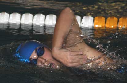 Whitney Meyer swims the freestyle leg of the 200 IM.