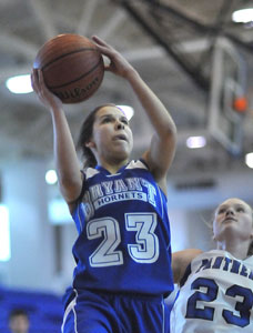 Raegan Barker goes up for a shot against Greenbrier.