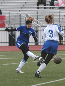 Junior Shelby Bryant, left, knocked in her first varsity goal.