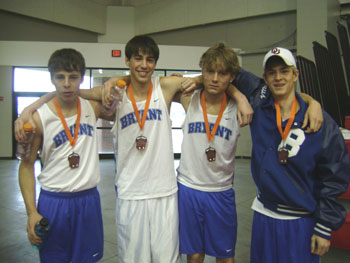 The Bryant 4x800 relay team, from left, Michael Smith, Brandon Mueller, Logan Howard and Colton Klaus.