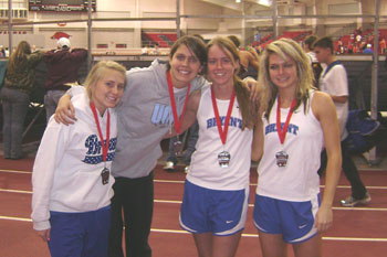 Bryant's 4x400 meter relay team is, from left, Morgan Seelinger, Jordan Chadwick, Ashley Petz, and Lacie Raney.