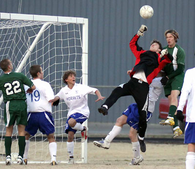 Bryant goal keeper Devin Norris had his hands full against Van Buren on Tuesday.