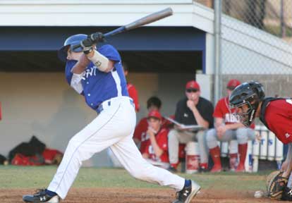 Chris Joiner stays alive with a foul tip during his key sixth-inning at bat. (Photo by Rick Nation)