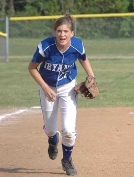 Sarah Hart charges in from third. (Photo by Mark Hart)