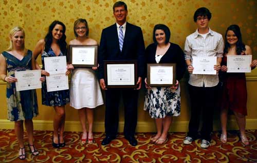 These BHS students along with principal Randy Rutherford, center, received top individual awards at the ASPA convention. 