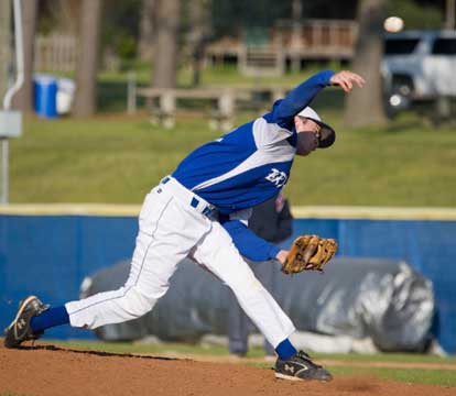 Calem Milam picked up the win on the mound for the Hornets Monday. (Photo by Daniel Sample)