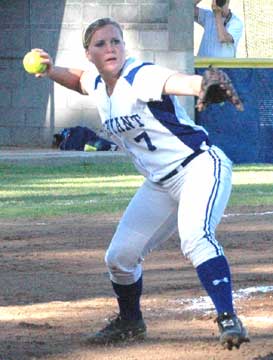 Christen Kirchner makes a throw to first. (Photo by Mark Hart)