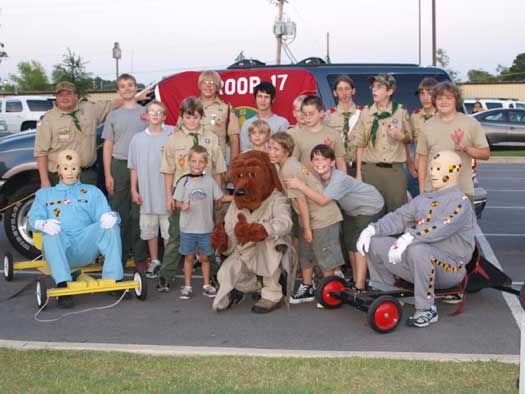 Scout Troop 17 joined in to help with National Night Out in Bryant. (Photo by Lana Clifton)