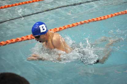 Kyle Douglas finished in the top 10 in the 100 breast stroke Saturday at Hendrix.