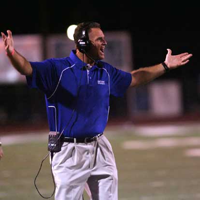 Bryant head coach Paul Calley pleads his case. (Photo by Rick Nation)