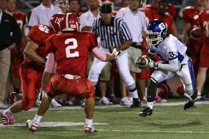 Bryant's Dillon Winfrey (2) looks for room to run. (Photo by Rick Nation)