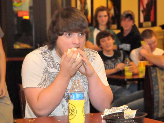 Bauxite's Matt Freline takes a bite. (Photo by Kevin Nagle)