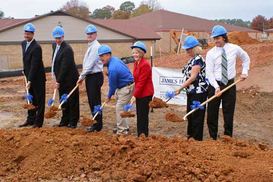 Lending a shovel on Monday morning were, from left, Jay Pickering, BHS Principal; Randy Rutherford, Superintendent; David Moore, Board Secretary; Joe Wishard, Board Member; Sandra Porter, Board President; Rhonda Sanders, Board Vice President; Scott Hart, Board Member.