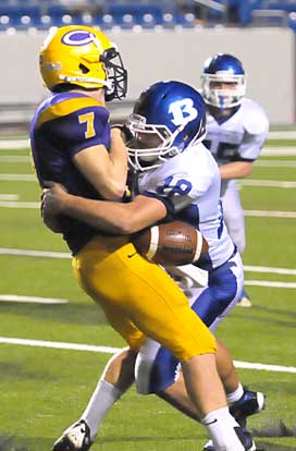 Hunter Mayall, right, was third on the team in tackles in 2010. (Photo by Kevin Nagle)