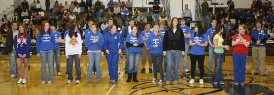 The Bryant High School swim team was honored for their dual District championships. (Photo by Rick Nation)