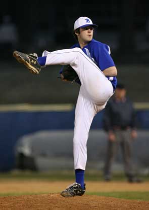 Sophomore Dylan Cross picked up his first varsity victory on the mound with 3 1/3 innings of shutout relief. (Photo by Rick Nation)