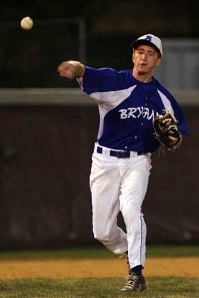 Lucas Castleberry makes a throw to first after making a play at third. (Photo by Rick Nation)