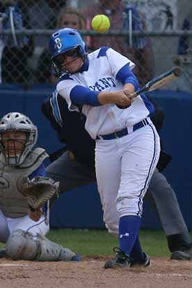 Bryant's Jessie Taylor makes connection at the plate. (Photo by Rick Nation)