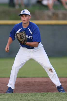 Third baseman Tyler Brown and the Bryant defense played errorlessly Monday night. (Photo by Rick Nation)