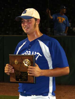 Bryant senior Ben Wells holds his MVP trophy. (Photo courtesy of Phil Pickett)