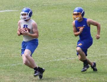 Adam Gonzalez evades a Lakeside defender after making a catch in Thursday's 7-on-7 competition. (Photo courtesy of Amy Gonzalez)