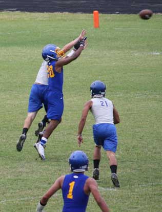 A Bryant defensive back contests a pass during the Hornets' 7-on-7 action against Lakeside Thursday. (Photo courtesy of Amy Gonzalez)
