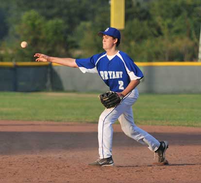Second baseman Evan Castleberry makes a throw to first. (Photo by Ron Boyd)