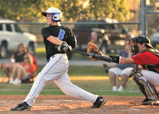 Bryant's Cameron Price cracks a single. (Photo by Ron Boyd)