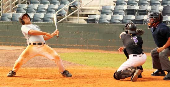 Hunter Mayall, who walked three times against Jackson, Tenn., leans back from a high, tight delivery. (Photo by Phil Pickett)