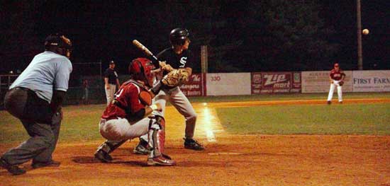 Bryant's Blake Davidson draws a bead on a pitch during Saturday's game against Pontotoc, Miss. (Photo by Phil Pickett)