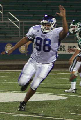 Josh Hampton anchors the Bryant defensive line. (Photo by Rick Nation)