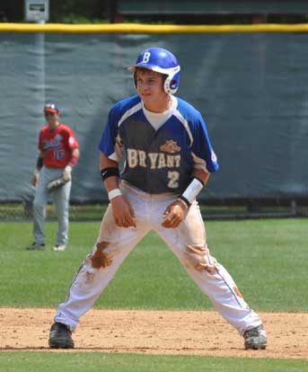 Zach Graddy leads off second. (Photo by Brad Miller)