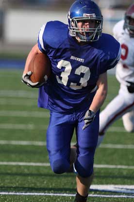 Austin May heads upfield after making one of his two receptions during Monday's scrimmage. (Photo by Rick Nation)