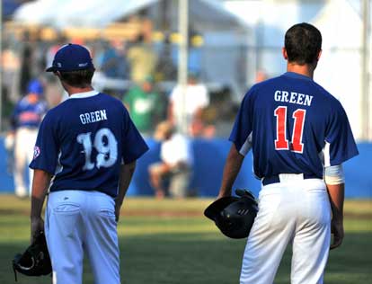 Bryant's Tyler Green and Stamford's Matt Green. (Photo by Ron Boyd)