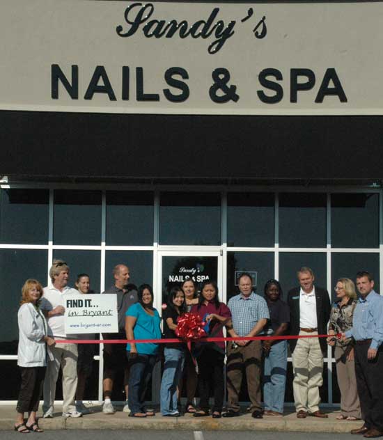 Members of the Bryant Chamber of Commerce attended a ribbon cutting in honor of the opening of Sandy's Nails and Spa.