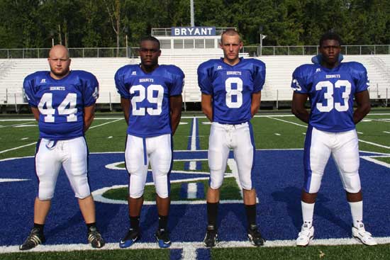 Seniors in the backfield include, from left, Dylan Pritchett, Stephen Clark, Blake Davidson, and Marcus Harris. (Photo by Rick Nation)