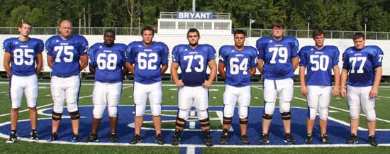 Senior offensive linemen, from left, Cody Elmore, Austin Johnson, Jordan Murdock, Landon Pickett, Justin Rauch, Steven Lacamu, Colby Maness, Bryan Bowden and Brannon Smith. (Photo by Rick Nation)