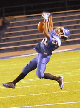 Bryant defensive back Kennith Buffington tries to pull in an interception. (Photo by Kevin Nagle)