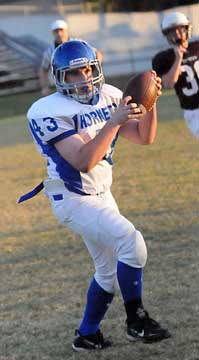 Bryant's Peyton Robertson grabs a pass. (photo by Kevin Nagle)