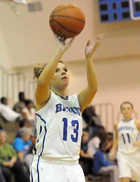 Bryant senior Callie Hogancamp launches a shot during Tuesday's game. (Photo by Kevin Nagle)