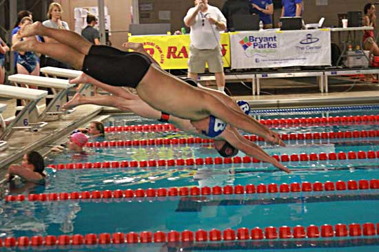 Bryant's Ross Grant begins a race. (Photo by DeeDee Gillespie)