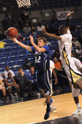 Bryant's Brantley Cozart (12) scoops a layup. (Photo by Kevin Nagle)