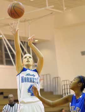 Katie Davidson launches a shot. (Photo by Kevin Nagle)