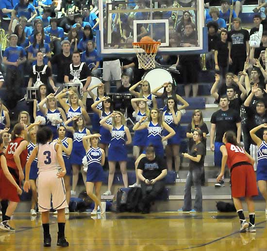 McKenzie Adams sinks the second of two free throws, providing the winning margin in Bryant's win over Cabot. (Photo by Kevin Nagle)