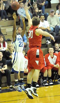 Bryant's Marcus Wilson hit three 3-pointers in Friday night's win over Cabot. (Photo by Kevin Nagle)